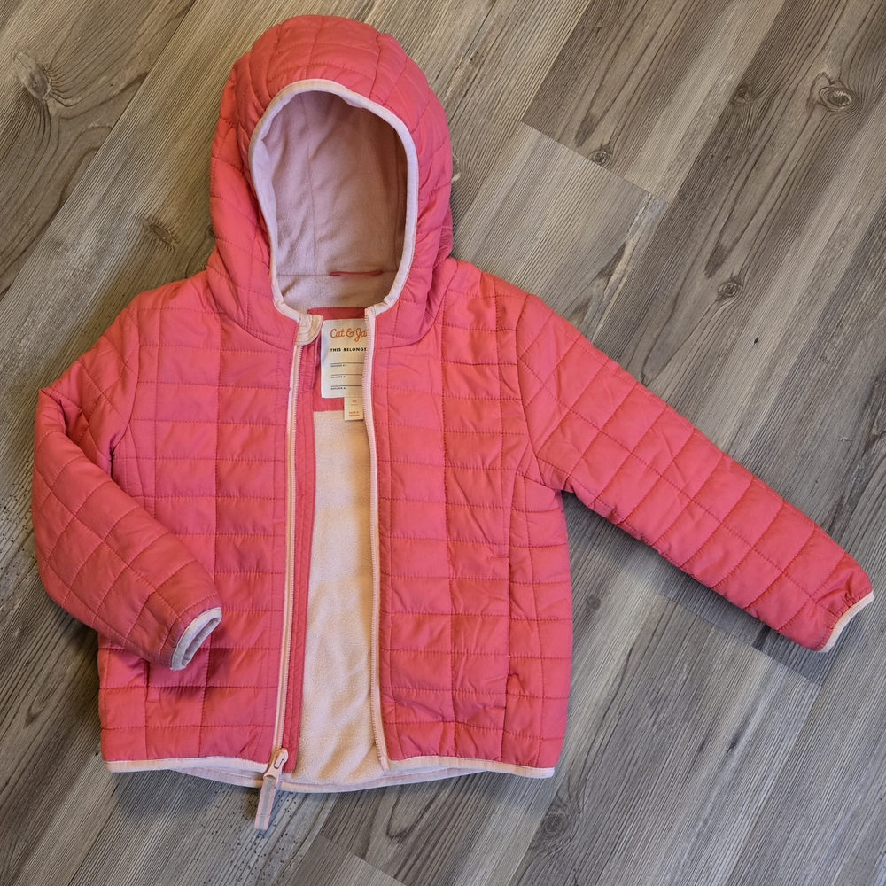 Cat & Jack Coral Quilted Puffer Jacket